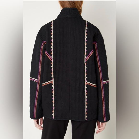 ba&sh Elegant Black Jacket Quilted With Crochet Detail French Size 1 - Picture 2 of 12